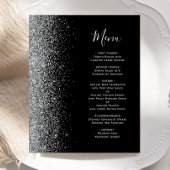Budget Black Silver Glitzer Edge Wedding Menu