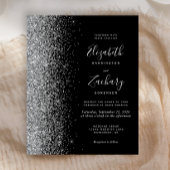 Budget Black Silver Glitzer Einladung