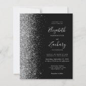Budget Black Silver Glitzer QR Code Hochzeit (Vorderseite)