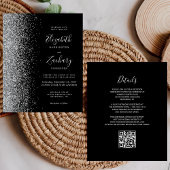 Budget Black Silver Glitzer QR Code Hochzeit