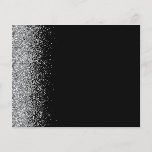 Budget Black Silver Glitzer Wedding Save the Date (Rückseite)