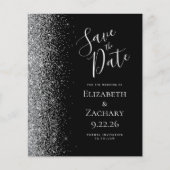 Budget Black Silver Glitzern Edge Save the Date (Vorderseite)