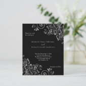 Budget Black Silver Wirbel Hochzeitseinladung (Stehend Vorderseite)