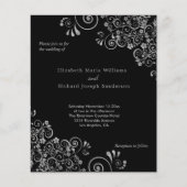 Budget Black Silver Wirbel Hochzeitseinladung (Vorderseite)
