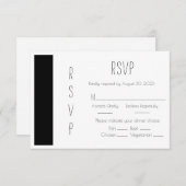 Budget Black Simple Wedding RSVP Card (Vorne/Hinten)