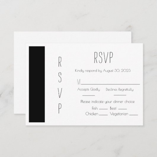 Budget Black Simple Wedding RSVP Card (Vorne/Hinten)