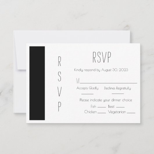 Budget Black Simple Wedding RSVP Card Karte (Vorderseite)