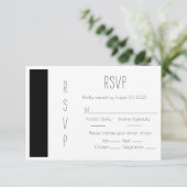 Budget Black Simple Wedding RSVP Card Karte (Stehend Vorderseite)