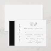 Budget Black Simple Wedding RSVP Card Karte (Vorne/Hinten)