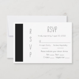 Budget Black Simple Wedding RSVP Card Karte
