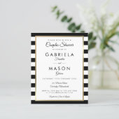 Budget Black Stripe Gold Paare Dusche Einladung (Stehend Vorderseite)