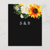Budget Black Sunflower & Whi Floral Save the Date Flyer (Hinten)