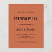 Budget Black Text Terracotta Abend Party Einladung (Vorderseite)
