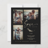 Budget Black Trendy Branches Wedding 3 Fotos (Vorderseite)