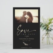 Budget Black Trendy Branches Wedding Photo Couple (Stehend Vorderseite)