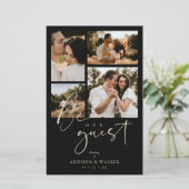 Budget Black Trendy Collage Wedding 4 Fotos (Stehend Vorderseite)