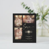 Budget Black Trendy Lace Wedding 3 Fotos Collage (Stehend Vorderseite)