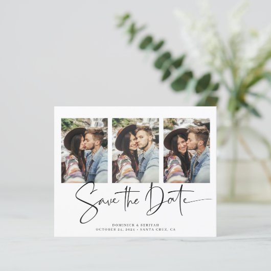 Budget Black Typografy Wedding Save the Date (Stehend Vorderseite)