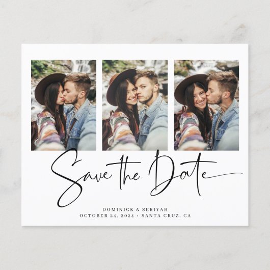 Budget Black Typografy Wedding Save the Date (Vorderseite)