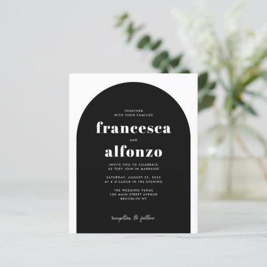 Budget Black UAWG QR Code Retro Foto Hochzeit (Stehend Vorderseite)