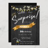 Budget Black Überraschungsgeburt Einladung (Vorne/Hinten)