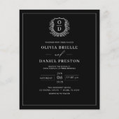 Budget Black Wappen Monogram Wedding Einladung Flyer (Vorne)