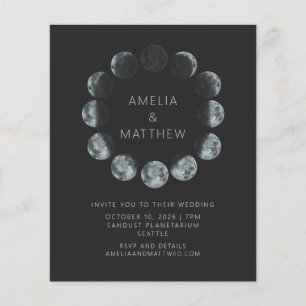 Budget Black Watercolor Moon Phasen Hochzeit einla