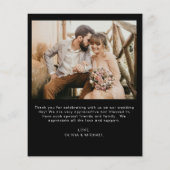 Budget Black Wedding Foto Danke Karte (Hinten)