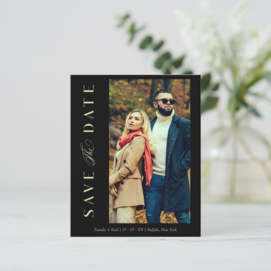 Budget Black Wedding Foto Wimshshire Script (Stehend Vorderseite)