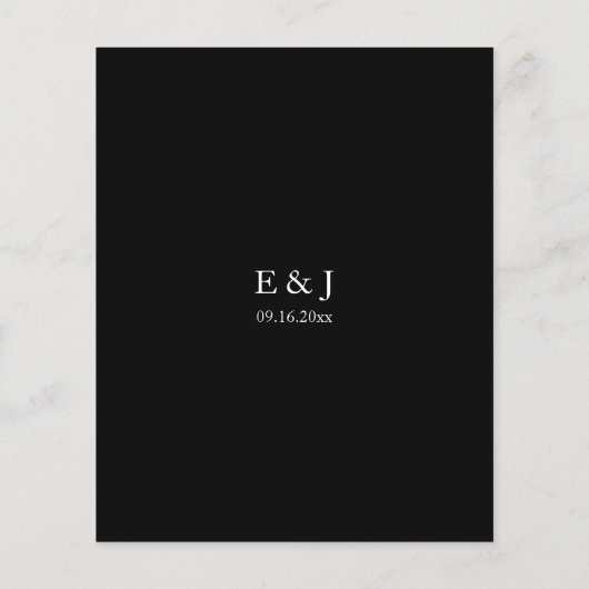 Budget Black Wedding Modern Chic Minimalist Simple (Rückseite)