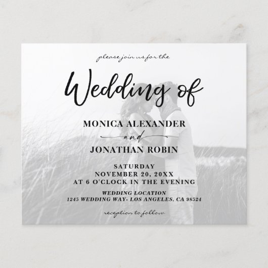 Budget Black Wh Foto Horizontal 2 Wedding Flyer (Vorne)