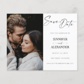 Budget Black & Whi Calligraphy Foto Save the Date Flyer (Vorne)