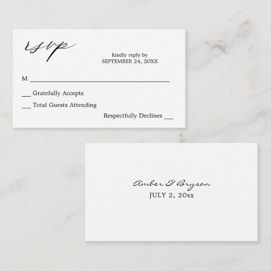 Budget Black & White Calligrafy 2 no Meal UAWG Begleitkarte (Vorne/Hinten)