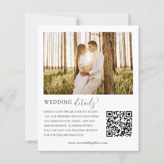 Budget Black & White Calligraphy QR Code Hochzeit (Rückseite)