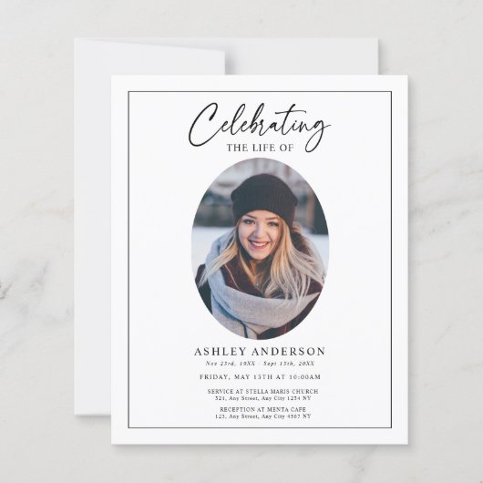 Budget Black White Celebration of Life Funeral (Vorderseite)