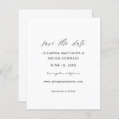 Budget Black & White Elegant Save the Date (Vorne/Hinten)