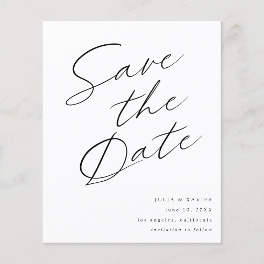 Budget Black & White Elegant Save the Date V4 (Vorderseite)