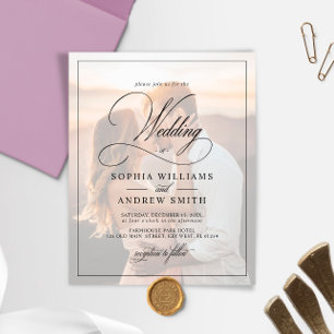 Budget Black & White Foto Hochzeit Einladung