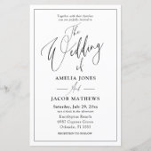 Budget Black & White QR Code Einladung zum Hochzei (Vorderseite)