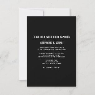 Budget Black WhiteMinimalist Moderne Hochzeit Einladung