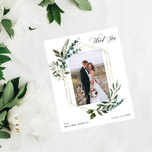 Budget Blätter & Eukalyptus Gold Dankeschön Foto Flyer