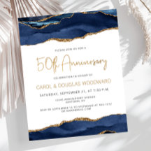 Budget Blau Gold Achat 50. Jubiläums Einladung