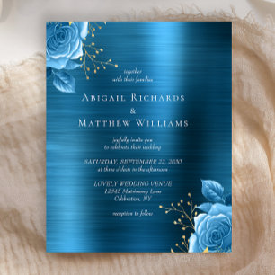 Budget Blau Gold Blumen Teal Gebürstet Metall Hoch