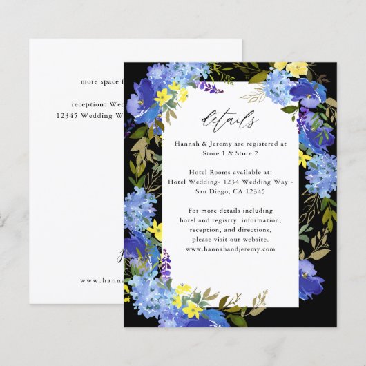 Budget Blau Lila und Gelb Blumendetails - Schwarz (Vorne/Hinten)