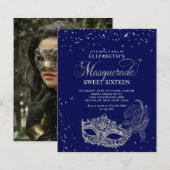 BUDGET Blau Silber Foto Maskenball Sweet 16 (Vorne/Hinten)
