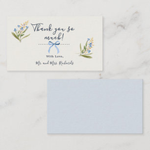Budget Blau Wasserfarben-Typografie mit Wildblumen Begleitkarte
