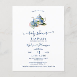 Budget Blaue Hortensien-Baby-Shower-Teeparty