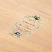Budget Blauer Blumenrahmen Hochzeitseinladung Acryleinladungen (Ablage )