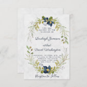 Budget Blauer Blumenrahmen Hochzeitseinladung Einladung (Vorne/Hinten)
