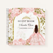 Budget Blink Pink Floral Quinceañera Gästebuch